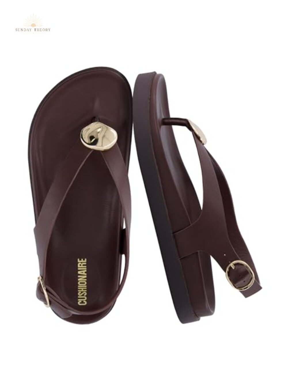 Women's Slingback Thong Sandals with Arch Support Cushioned Faux Leather